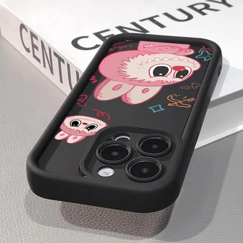 Image of ZR019 for iPhone 17 Back Case Cover | Cartoon Print | Slim Fit | Camera Protection | Shockproof TPU Case - Black