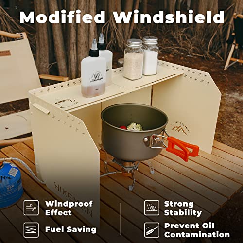HIKEMAN Faltbarer Windschutz Campingkocher - Gaskocher Windschutzscheibe Outdoor Campingkocher Windschutzscheibe Windblockade für Camping Picknick BBQ (Schwarz)