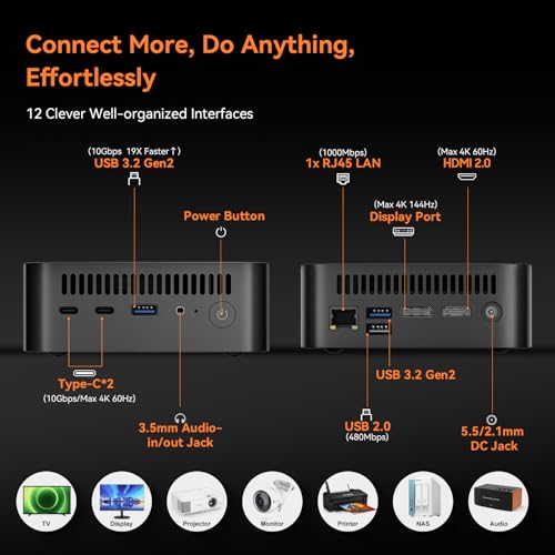 Image of Blackview MP100 Mini PC, AMD Ryzen 7 5825U (up to 4.5GHz), 16GB RAM 512GB NVMe SSD, DP 4K@144Hz Triple Display, Mini PC Computers Micro Desktop PC, W-11 Pro /WiFi6 /BT5.2, Ultra Compact for Office Home