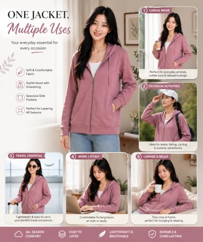 Image of ADBUCKS Women's Cotton Winter Jacket Sweatshirts Casual Drawstring Clothes Zip Up Hoodie With Front Pocket Ii Womens Hoodies Ii Womens Jacket Ii Winter Sweater Hoodie For Women & Girls