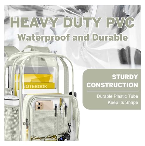 Clear Backpack Heavy Duty, Stadium Approved PVC Transparent Backpack for School, Work, Travel - Adjustable Straps, Waterproof3