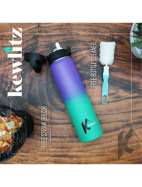 Image of Insulated Stainless Steel Water Bottle 24oz (Purple Magic) - Double Wall Vacuum Wide Mouth Water Bottles with Carrying Lid - BPA Free Leak-Proof Flask for School, Sports & Travel