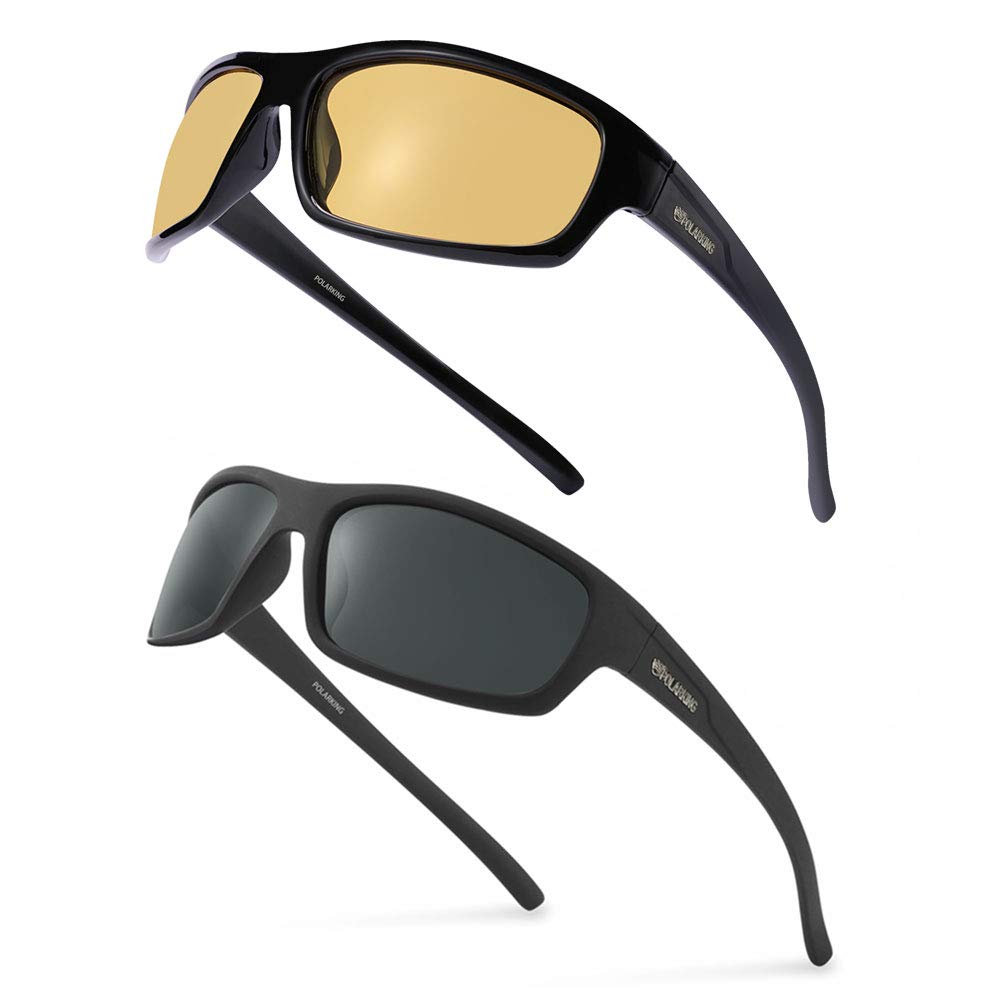 POLARKING Polarized Sport Sunglasses for Men Matte Finish Sun glasses Mirror Lens UV Blocking