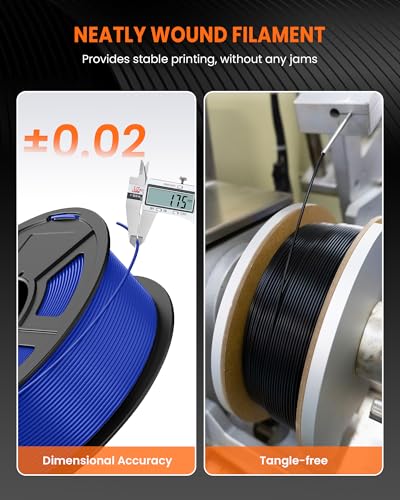 Image of TECBEARS PLA 3D Printer Filament, PLA Filament 1.75mm, Neatly Wound 3D Printing Filament, Dimensional Accuracy + /- 0.02 mm, 1Kg Spool(2.2 lbs), Fits for Most FDM 3D Printers, PLA Transparent Orange