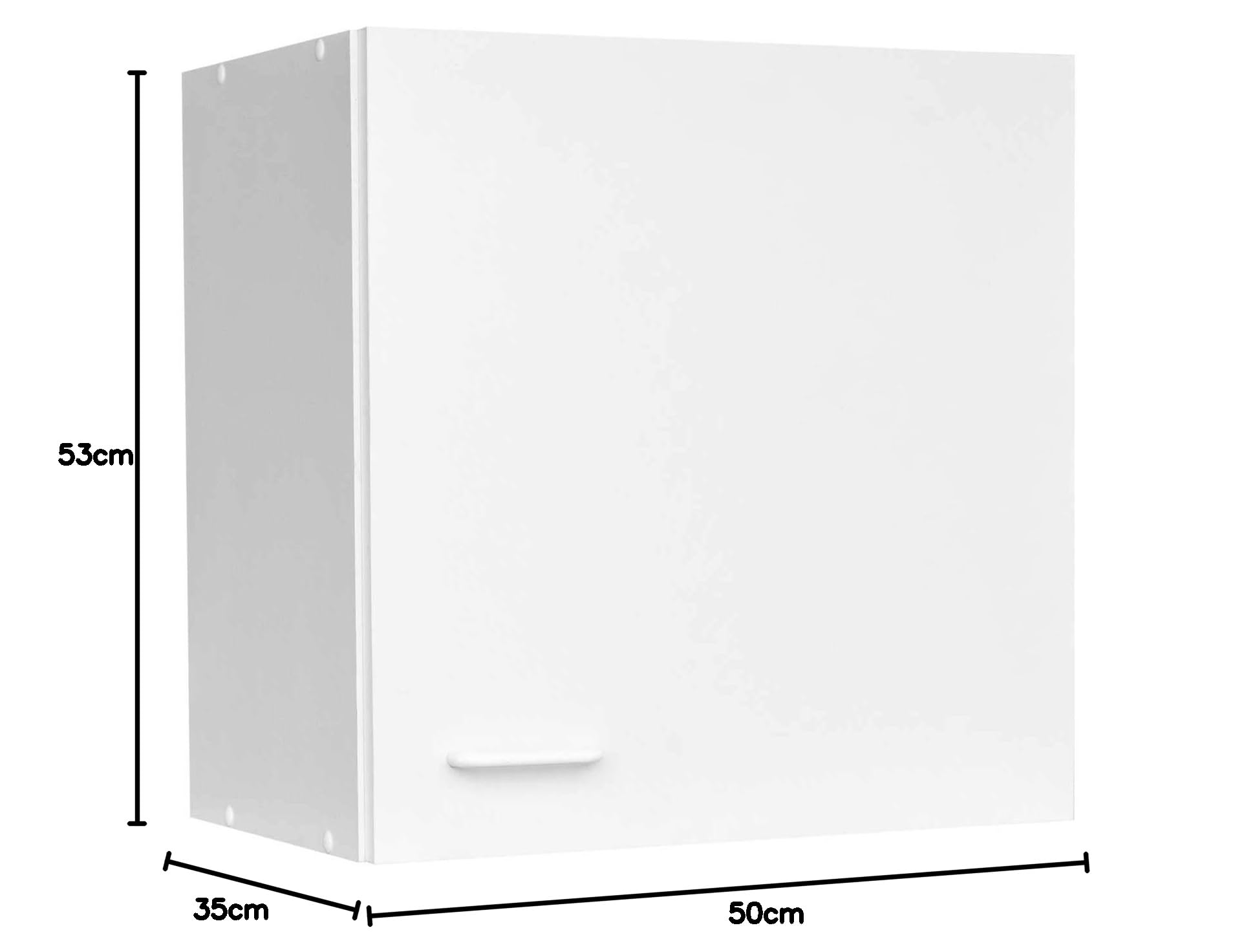 Nicht Zutreffend Hängeschrank Küche - 50 cm breit - Weiß - 1 Tür - Küchenschrank Oberschrank Einbauküchenschrank