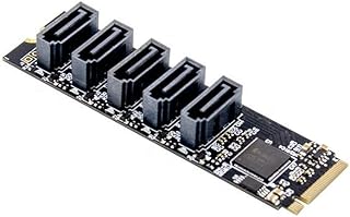 PCIe X2 M.2 Key M to 5-Port SATA 3.0 Adapter Card NGFF NVME M.2 m Key to sata3.0 Converter Card JMB585 chipset 6Gbps SATA3