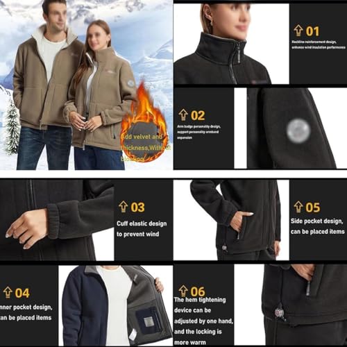 Double-Layer Fleece Hooded Jacket, 360-Degree Ultra-Warm Sherpa Jacket, Winter Full-Zip Polar Fleece Jacket4