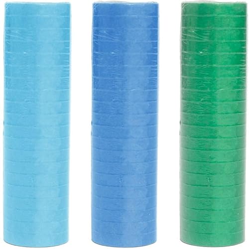 Playflip 3 Rollen Luftschlangen hellblau blau grün Mix | schwer entflammbar