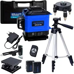 Nível Laser 12 Linhas com Tripé, Maleta, Controle Remoto e 2 Baterias, Exbom