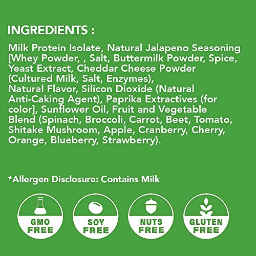 Better Than Good Savory Keto, Gluten-Free Jalapeno Cheddar Protein Puffs (12-Pack) - Paleo, Low Sugar, Low Calorie, Diabetic Friendly Snacks | 16G Protein & 2 Servings Of Fruits & Veggies #TOP3