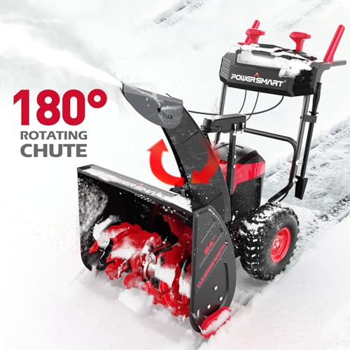 Image of PowerSmart Self-Propelled Cordless Snow Blower Included Battery and Charger, 24-Inch, 80-Volt, 2-Stage Snow Thrower with Steel Auger