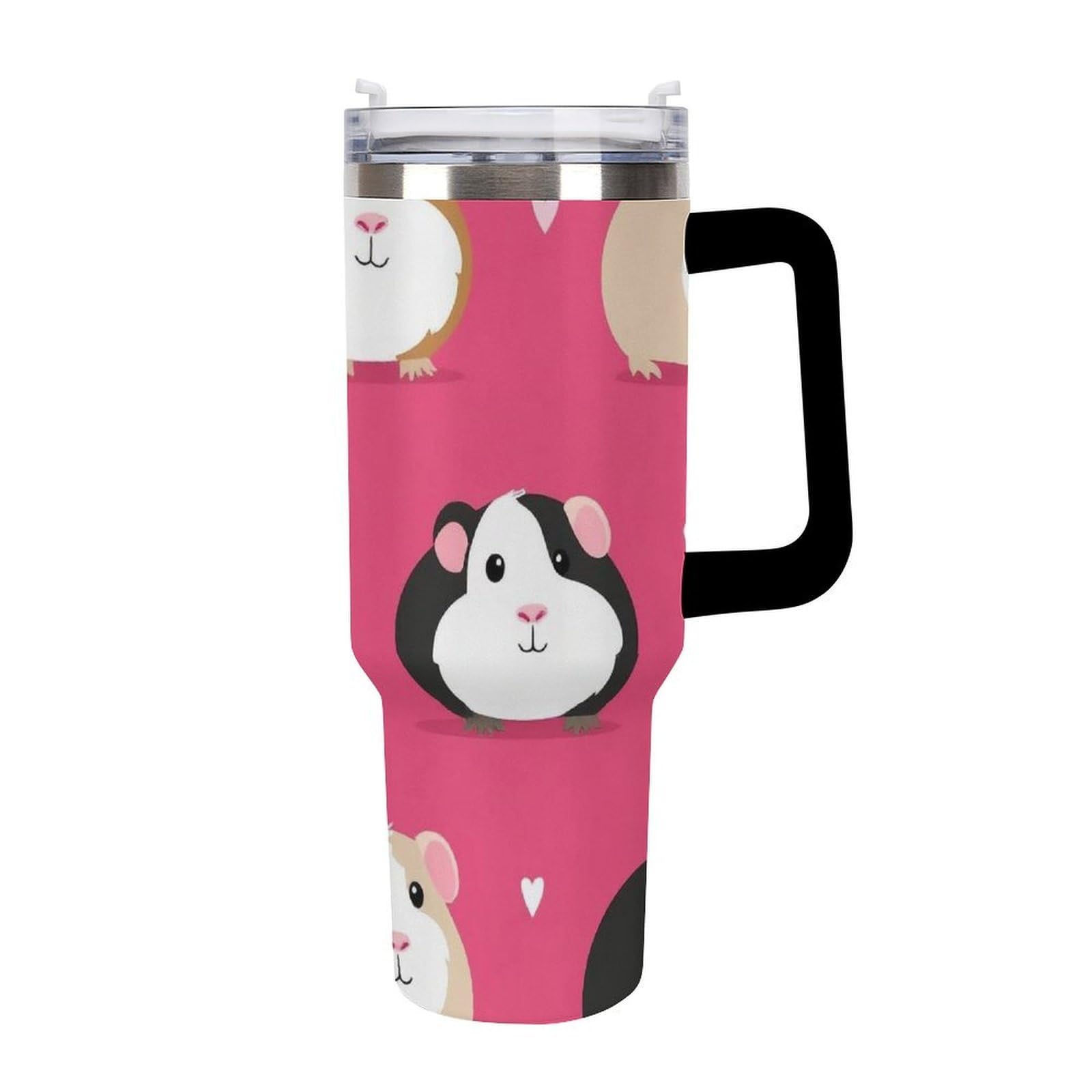 Tasse de voyage portable avec paille pour la maison et le bureau au motif cochon d'Inde
