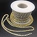 Dowarm Rhinestone Chain Roll - 10 Yards, Crystal Rhinestones, Close Chain, Sew On Trim (Gold, SS6 2MM)