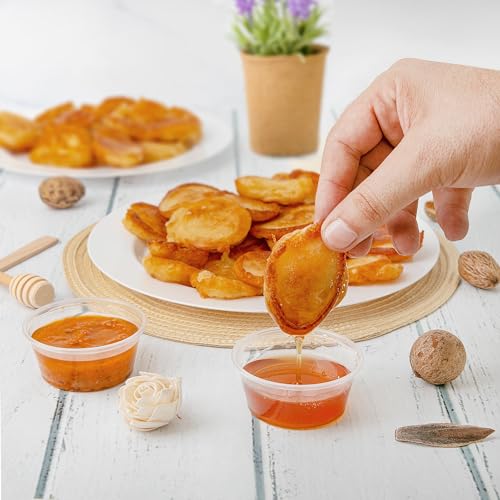 Image of GUSTO 3.25 oz Jello Shot Cups [250 Count] Clear Plastic Portion Cups for Desserts, Snacks, Condiments, Samples & Sides - Durable, Stackable (Formerly Comfy Package)