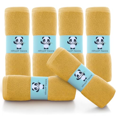 Image of HIPHOP PANDA Baby Washcloths, Rayon Made from Bamboo - 2 Layer Ultra Soft Absorbent Newborn Bath Face Towel - Reusable Baby Wipes for Delicate Skin - Honey, 6 Pack