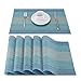 CHAOCHI Set de Table PVC Antidérapant Lavable Résiste à la Chaleur Rectangulaire Vinyle Sets de Table pour Restaurant, Table à Manger en Cuisine ou Salle à Manger, 45 x 30 CM Lot de 6 (Bleu)