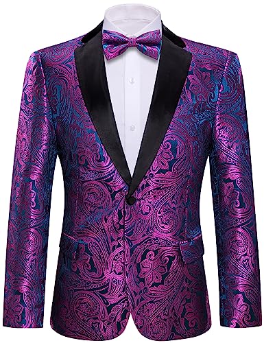 Image of Barry.Wang Blazer for Men Paisley Sport Coat Lightweight Suit Jacket Regular Tuxedo Flower Mardi Gras Carnival Gift