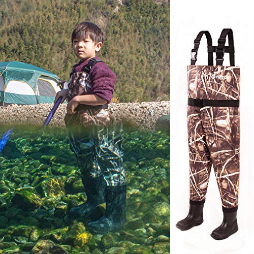 Neygu Kids To Youth Waterproof Chest Waders, Swamp Mudding Wader For Boys And Girls Brown Camo #TOP1
