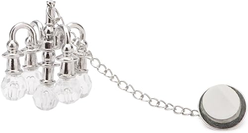 Miniatura 11 de Lámpara de araña en miniatura para casa de muñecas, escala 1:12, lámpara de araña cristalina colgante de 5 cabezas, lámpara de techo para decoración