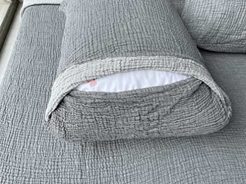 Muslin Blanket 100% Cotton, 4 Layers Bedspread, Soft Turkish Cotton Muslin Bed Cover, Reversible Coverlet, Anthracite (King Size 95X102-230X260Cm) #TOP6