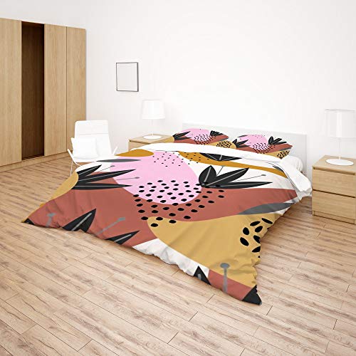 Housse de couette fleurs abstraites pastel en tissu 100 % polyester King