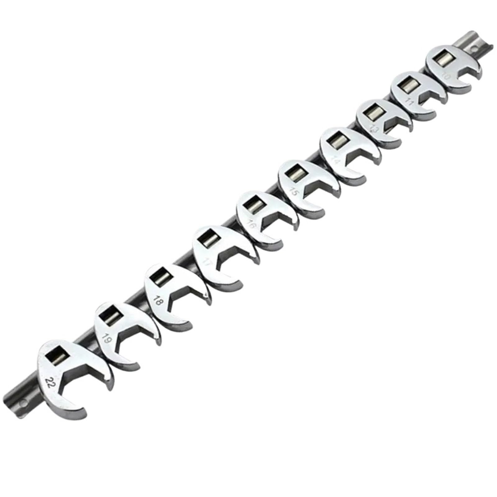 Xuczhai One Color 10Pcs/Set 10-22Mm Crowfoot Wrenches Metric Foot 3/8Inch Drive Open End Spanner Carbon Steel Horn Wrench Head