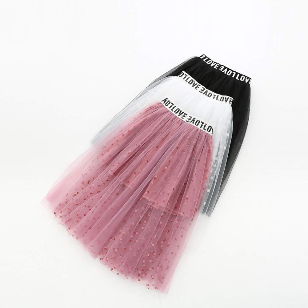 Midi Mädchen Kinder Tüllrock Elastische Sommerrock Lang Falten Rock Ballet Prinzessin A-Linien Petticoat Kleider