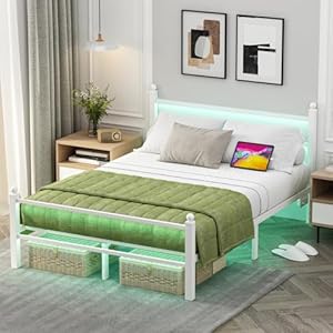Full Size Bed Frame with Charging S...