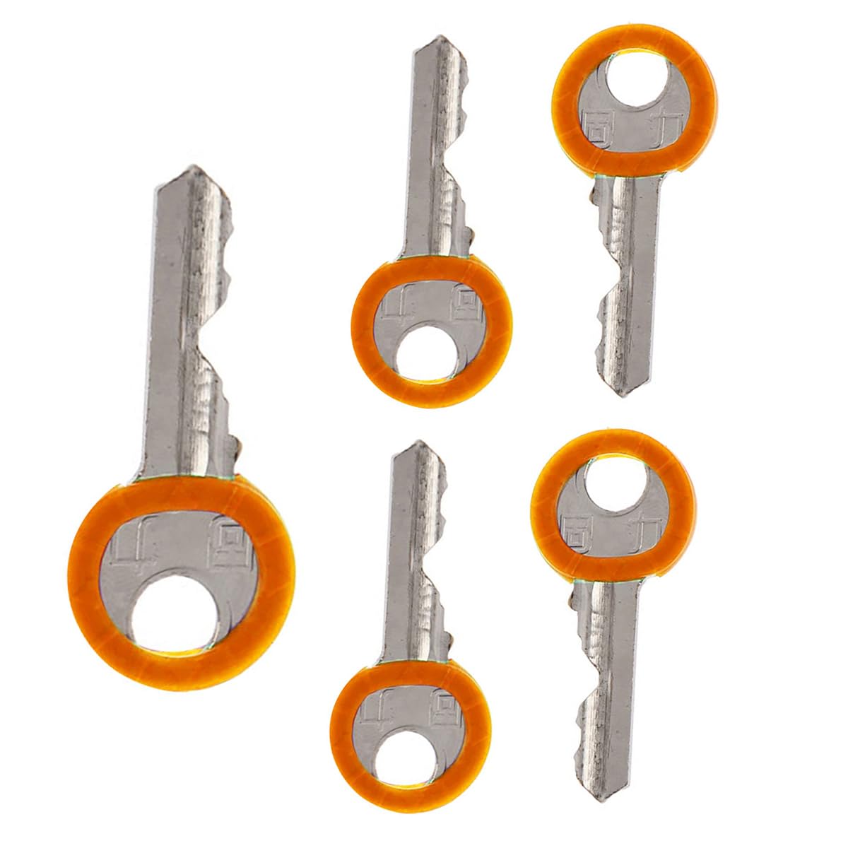Van Der Linn Pack of 10 Round Key Cap Covers, Choose Your Own Colour Soft Rubber Plastic Key Identifier (Orange, 5)