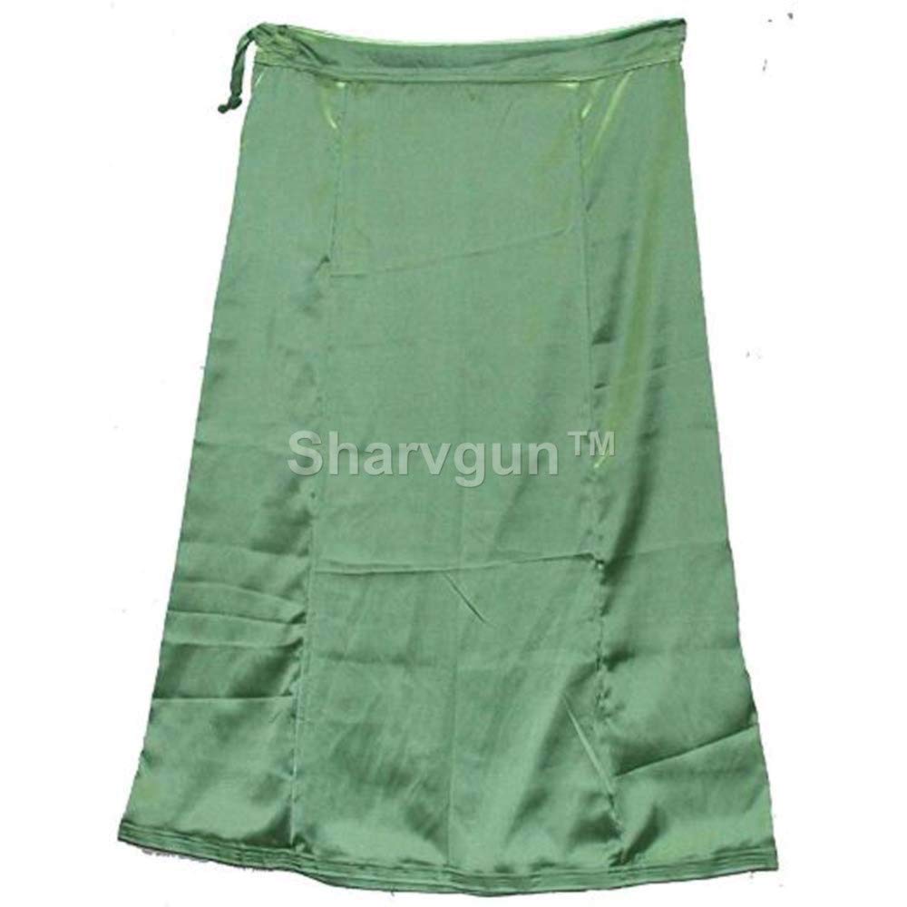 Sharvgun Women's Olive Green Satin Silk Saree Petticoat Inskirt Underskirt Skirt Sari Wrap Skirt (Olive Green)
