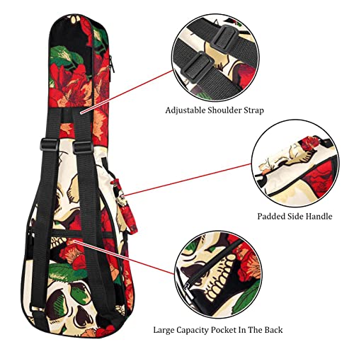 Housse pour ukulélé avec motif tête de mort en sucre et rose 10 mm – Rembourrage épais de 53,3 cm – Avec sangles… - Les Beatles, Paul McCartney, John Lennon, RIngo Starr, George Harrison Housse pour ukulélé avec motif tête de mort en sucre et rose 10 mm - Rembourrage épais de 53,3 cm - Avec sangles… – Image 4