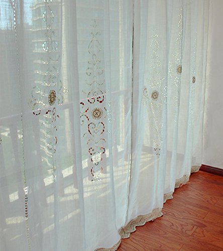 Zhh Crochet Curtain Embroidery Hook Flower Panel For Living Room Bedroom Decor Elegant Rustic Curtain White Sheer Polyester And Cotton Curtain 59 X 70 Inch #TOP2