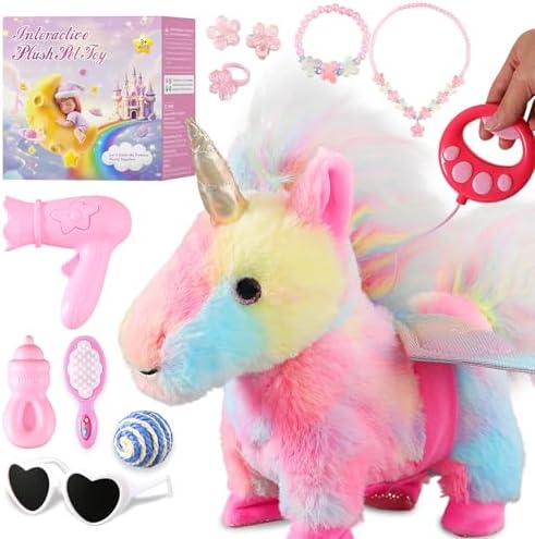Colorful Walking Unicorn Toy for Girl Age 4-6, Dancing Singing Pl...