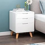 Mesita De Noche De Madera Blanca, Mesita De Noche Simple Y Moderna para Dormitorio, Mesita De Noche De Estilo Nórdico De 3 Cajones, para Sala De Estar Dormitorio 37X40X52CM (Color: