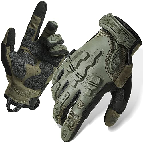 Zune Lotoo Gants Tactique Militaire, Gants Moto Respirants Compatibles avec Écran Tactile pour Homme Femme, Gant Kevlar Airsoft Militaire Anti Coupure pour Paintball Motocross Randonné (Vert L)