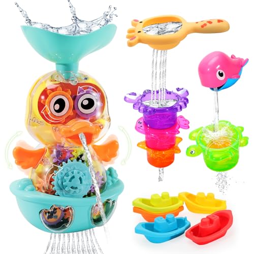 Bath Toys for 12 24 36 Months Babies, Bathtub Toys for Toddlers Kids Ages 1-3, 4-8, Waterfall Bath Toys for Boys and Girls, Small