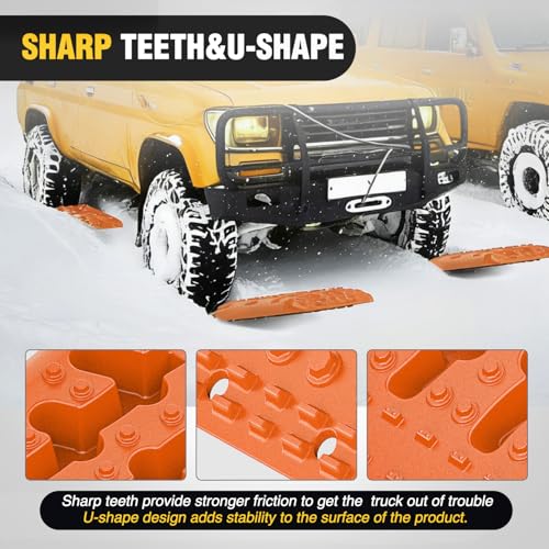 Image of Nilight Off Road Traction Boards with Jack Lift Base Heavy Duty Recovery Boards for Truck Jeep SUV Tire Traction Mats for Mud Sand Dunes Snow Vehicle Recovery Gear with Carry Bag Mounting Kit 2PCS