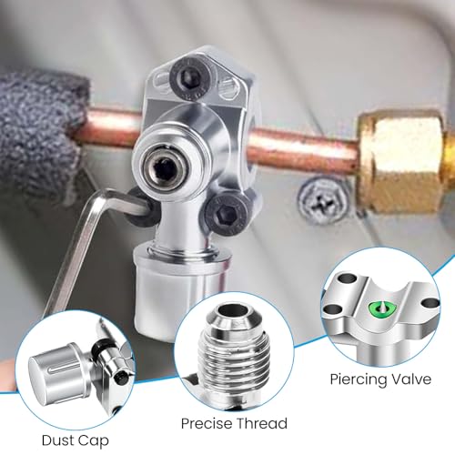 Zuxbolf 4 Stück Piercing-Ventil-Sets BPV-31 Kühlschrank Wasserhahnventil Nachrüstventil kompatibel mit Rohrschläuchen mit 1/4 Zoll, 5/16 Zoll, 3/8 Zoll Außendurchmesser für Klimaanlagen, HVAC