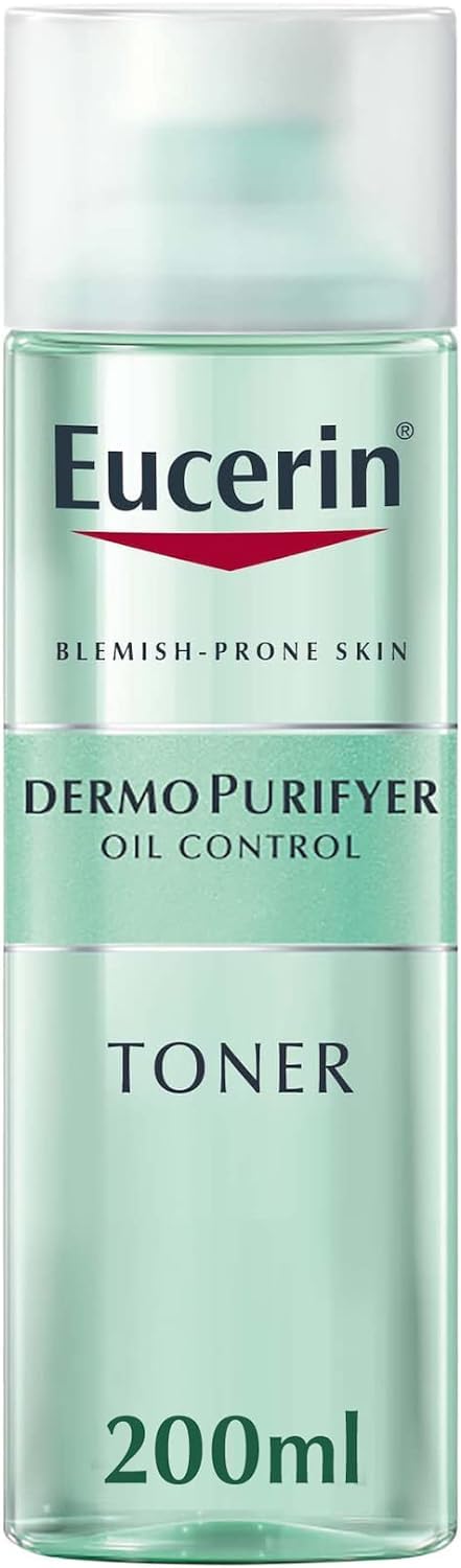 Eucerin DermoPurifyer Oil Control Facial Toner for Blemish & Acne-Prone Skin with Lactic Acid, Unclogs Pores, Prepares for Skin Care Products, Provides Intensive Cleansing, 200ml
