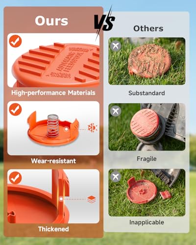 4 Pack Weed Eater Cap Compatible with Black and Decker Weed Wacker, RC-100-P Replacement Spool Cap Covers, Weed Eater Parts for Black and Decker String Trimmer