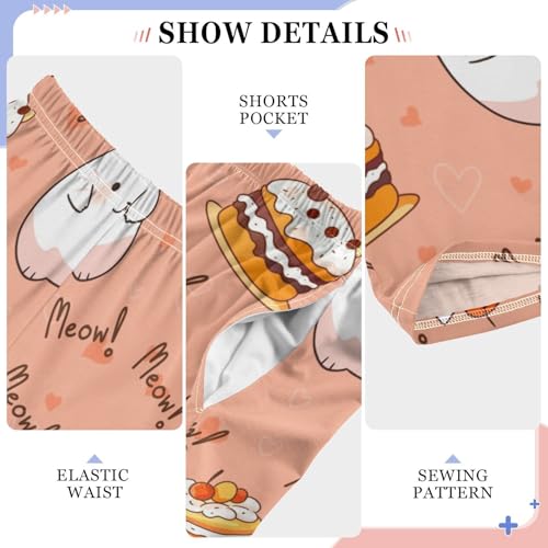 Cats and Cake Boys Pants Boys Athletic Pants Long Pant for Boywith Pockets Wide-Leg Size 6-14Y4
