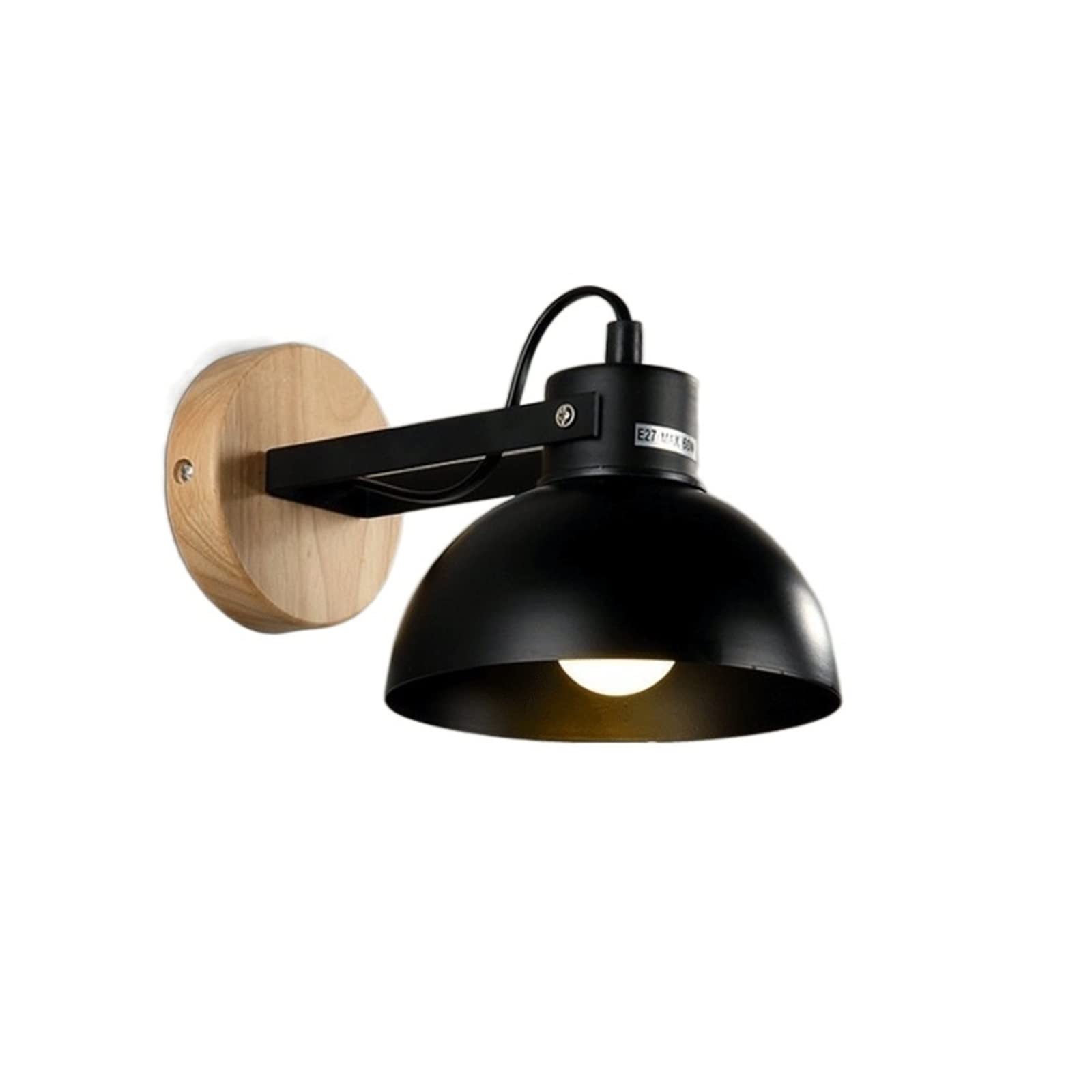 Lumière murale iron wood retro noire avec douille E27 pour design industriel
