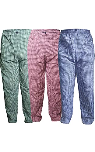 FRAXIER Cotton Chekered Multicolour Casual Pyjamas for Mens (Pack of 3)
