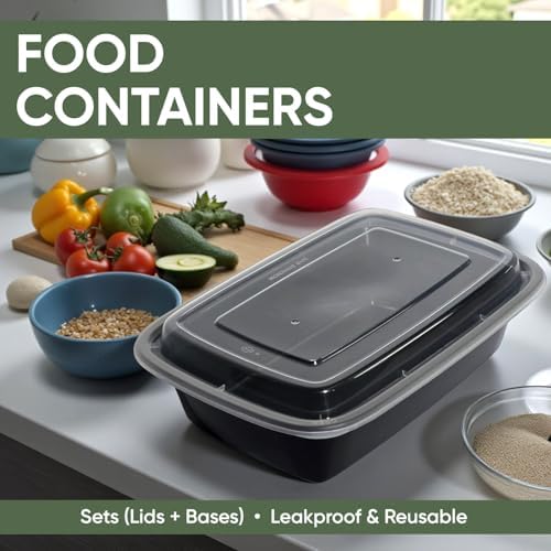 16 oz 50 Pack Meal Prep Containers BPA Free Leakproof Stackable Food Storage Containers with Lids, Microwave & Dishwasher Freezer Safe Reusable To Go Containers Bento Box Style Take Out Clear Plastic - Thumbnail 4