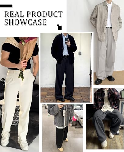 Susclude Mens Casual Dress Pants Pleated Old Money Wide Leg Baggy Pants Fall Relaxed Fit Slacks Work Trousers4