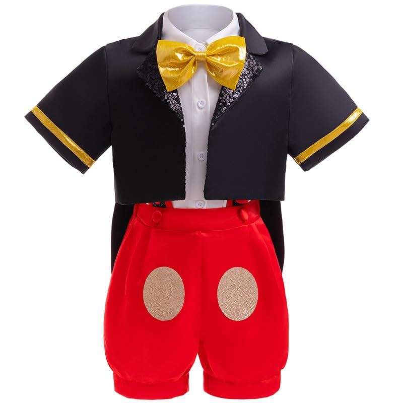 Toddler Boys Halloween Cosplay Costume Necktie Shirt Gentleman Birthday Party Fancy Outfits for 2-3T