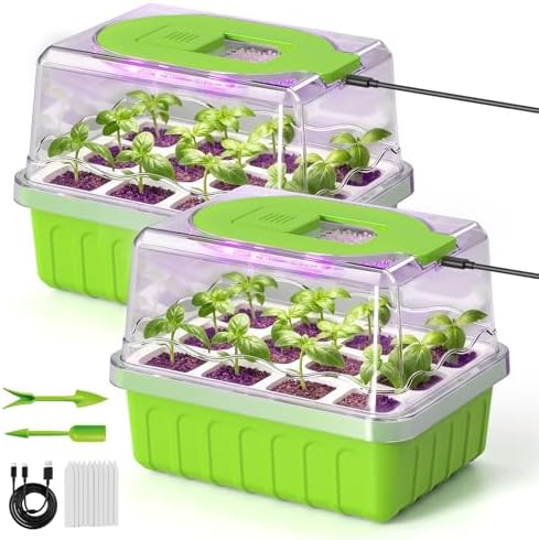 RAINPOINT Anzuchtkasten mit Pflanzenlampe, Wiederverwendbare Mini...