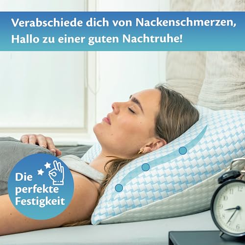 Ella Nackenstützkissen 40x80 – Ergonomisches Kopfkissen mit Verstellbarer Füllung –...