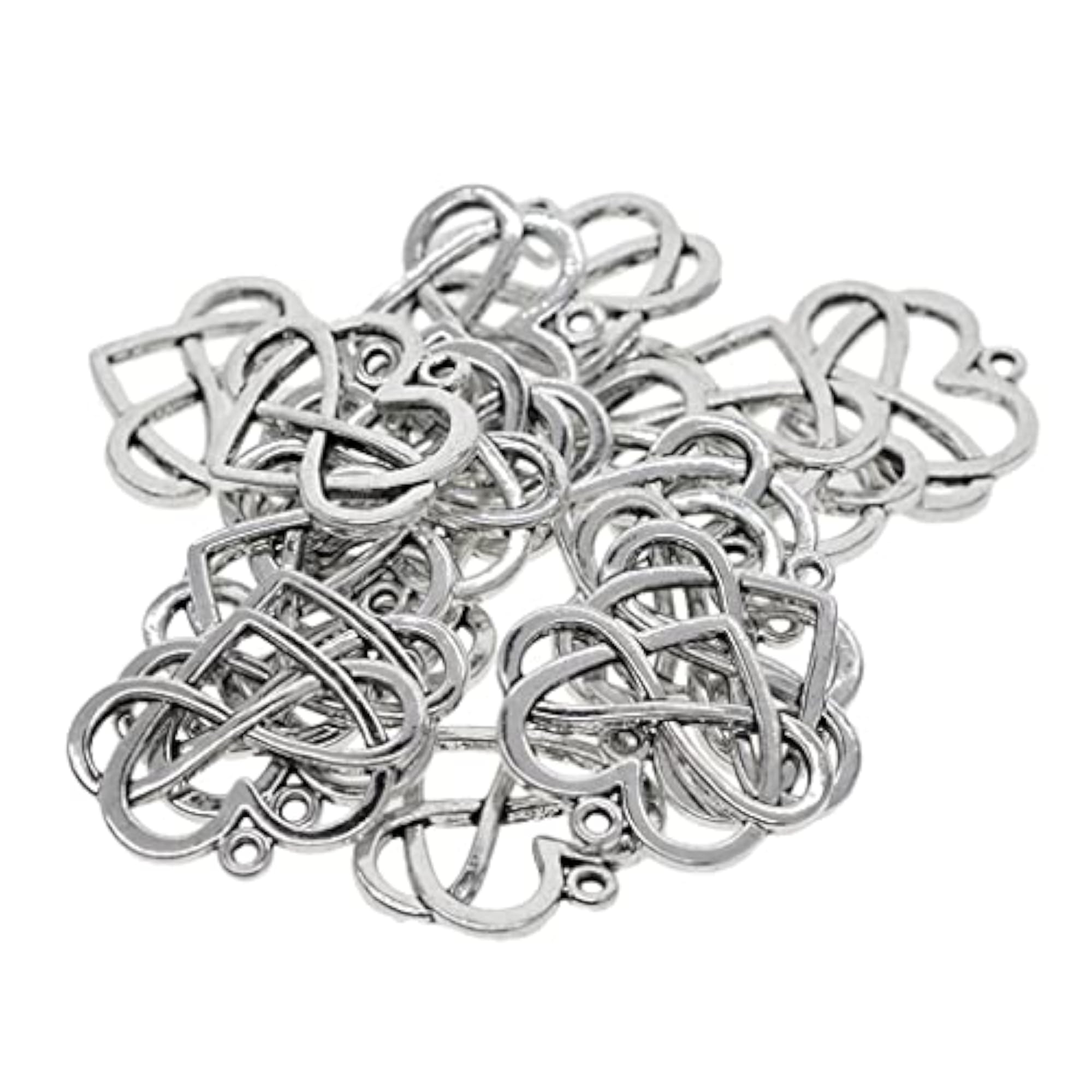 20pcs Heart Style Tibetan Silver Charms for Crafting