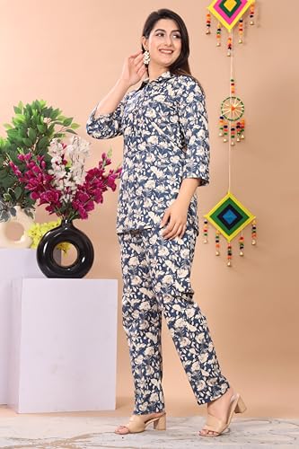 Image of Kuruti B Sheets Women's Printed Night Suit Set | Soft & Breathable Top and Pyjama Set for Women | Stylish Relaxed Fit Sleepwear for Everyday Comfort | Perfect Lounge Wear for Home & Travel